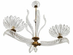 Art Deco Italian Chandelier by Ercole Barovier, Murano, 1940