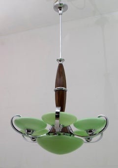 Araña italiana Art Decó de cromo y cristal "Incamiciato", años 30