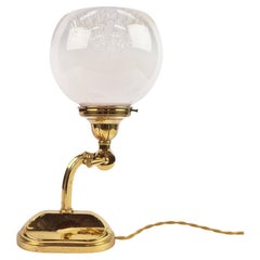 Art Deco Italian Chrome Cantilever Desk Lamp With A Murano Glass Shade