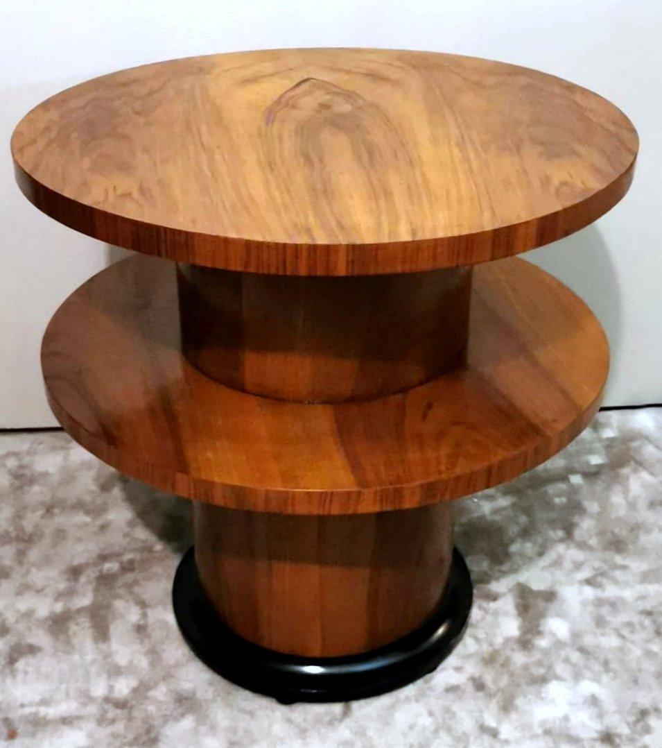 Veneer Art Deco Italian Coffee Table With Two Round Tops For Sale
