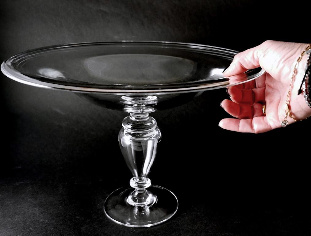 Italienischer Kristall-Tisch-Tafelaufsatz im Art-déco-Stil, komplett glatt im Angebot 13