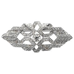Art Deco Italian Diamond White Gold Brooch