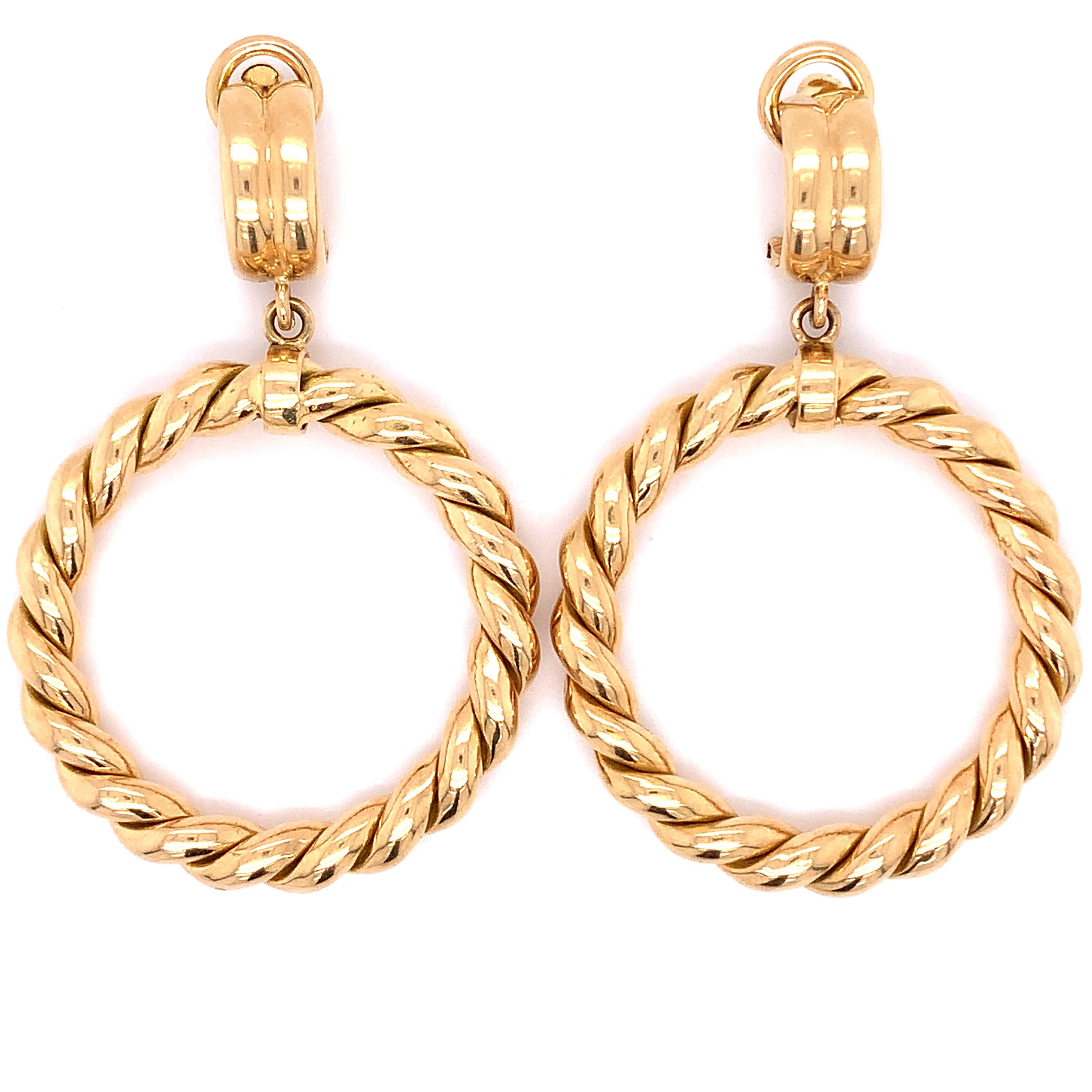 Orecchini a goccia in stile Art déco italiano con clip in oro giallo 18 carati in vendita 5