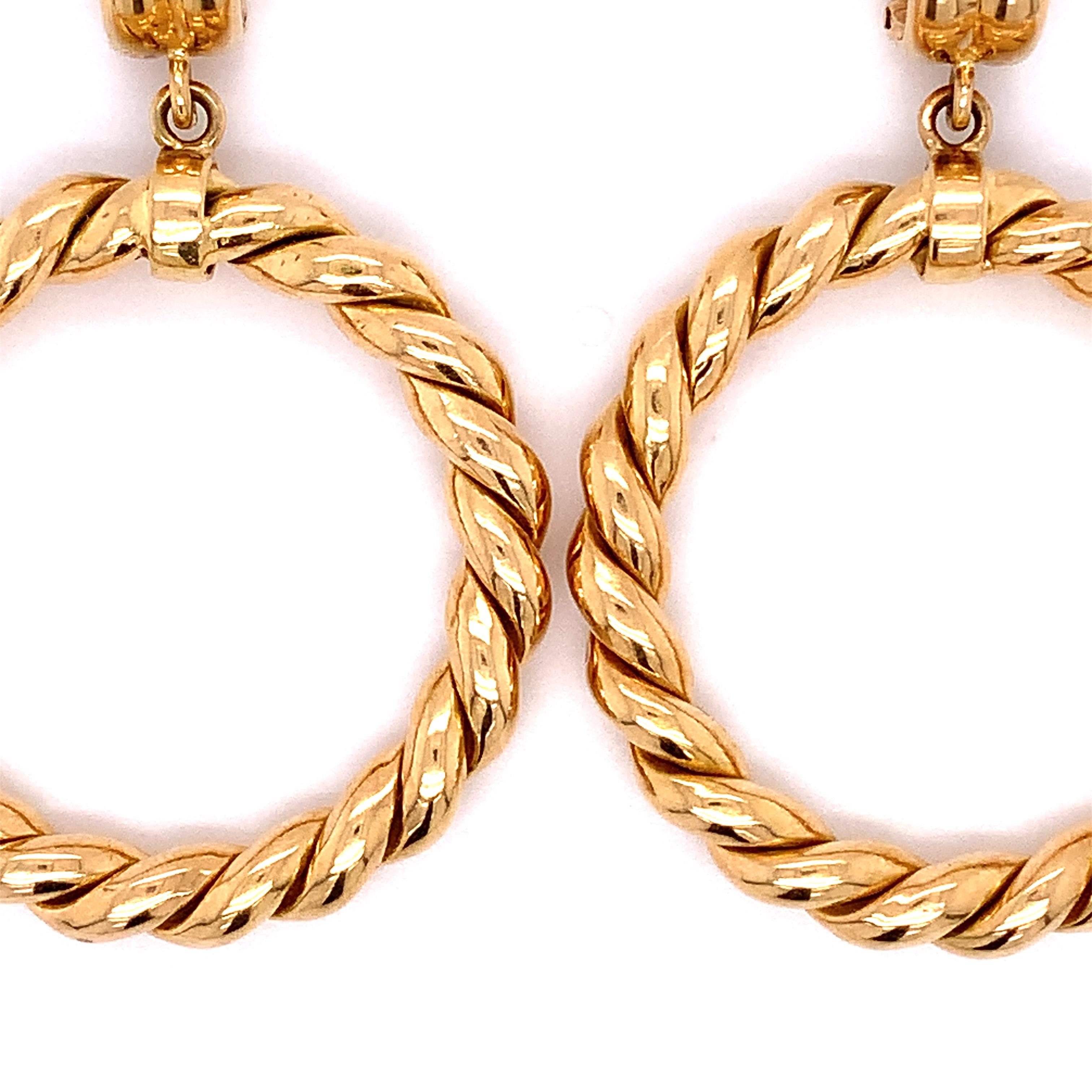 Orecchini a goccia in stile Art déco italiano con clip in oro giallo 18 carati in vendita 6