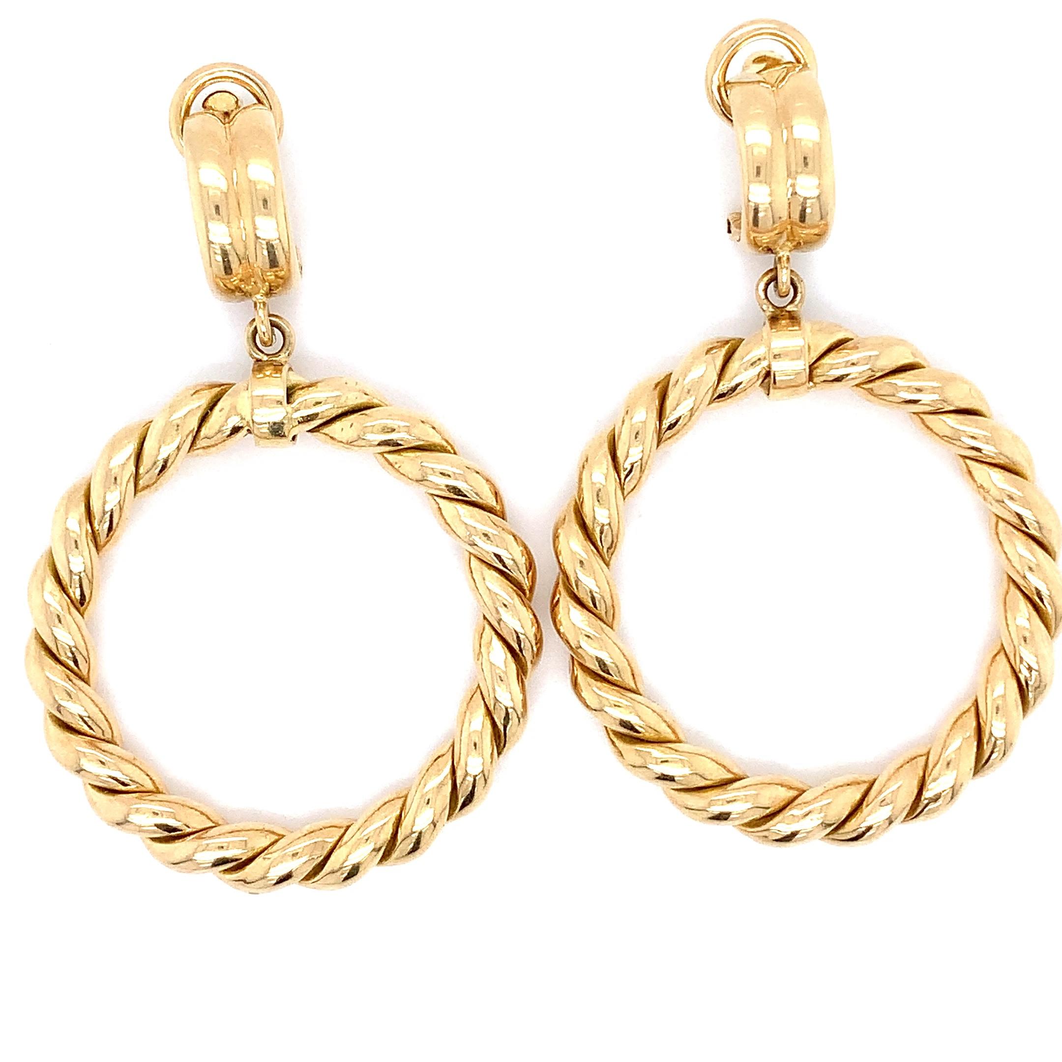 Orecchini a goccia in stile Art déco italiano con clip in oro giallo 18 carati In condizioni Nuovo in vendita a London, GB