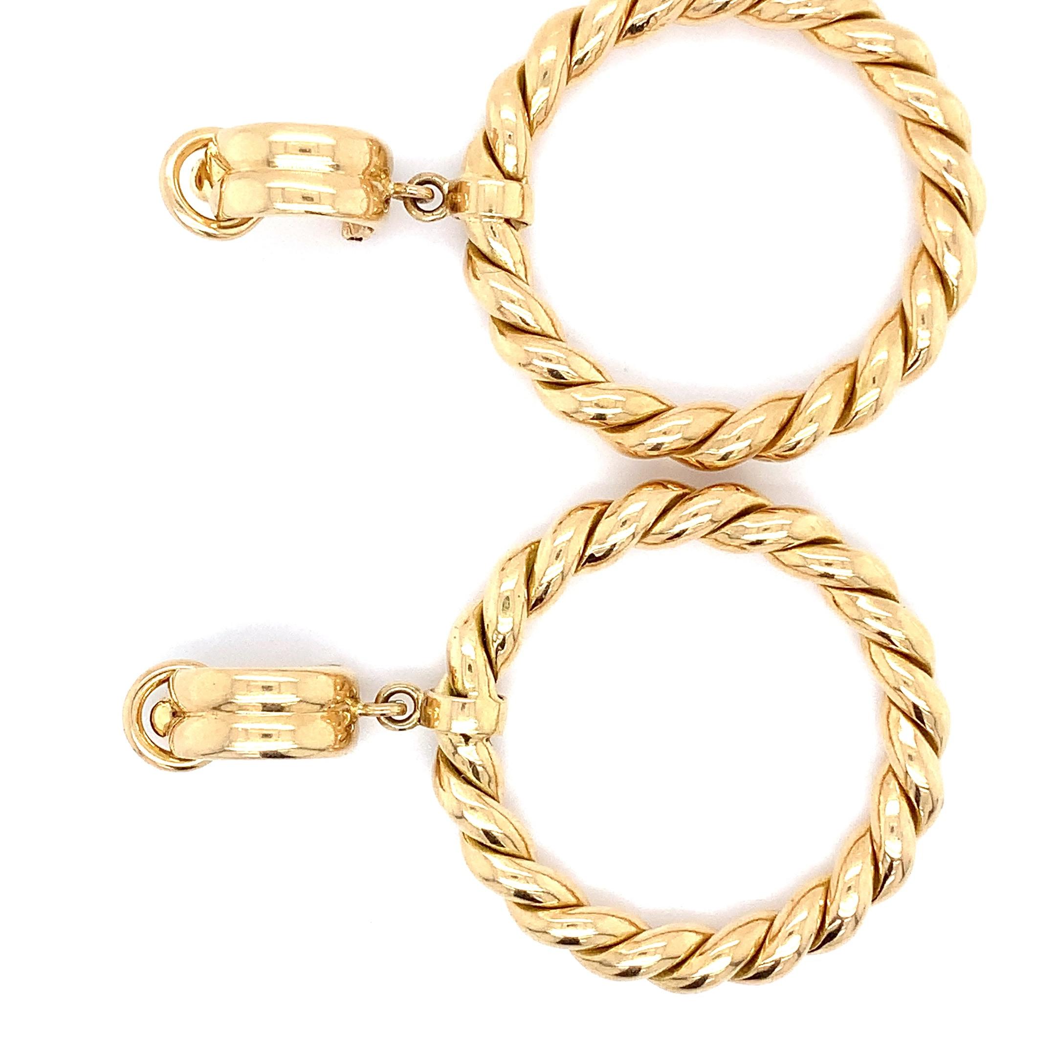 Donna Orecchini a goccia in stile Art déco italiano con clip in oro giallo 18 carati in vendita