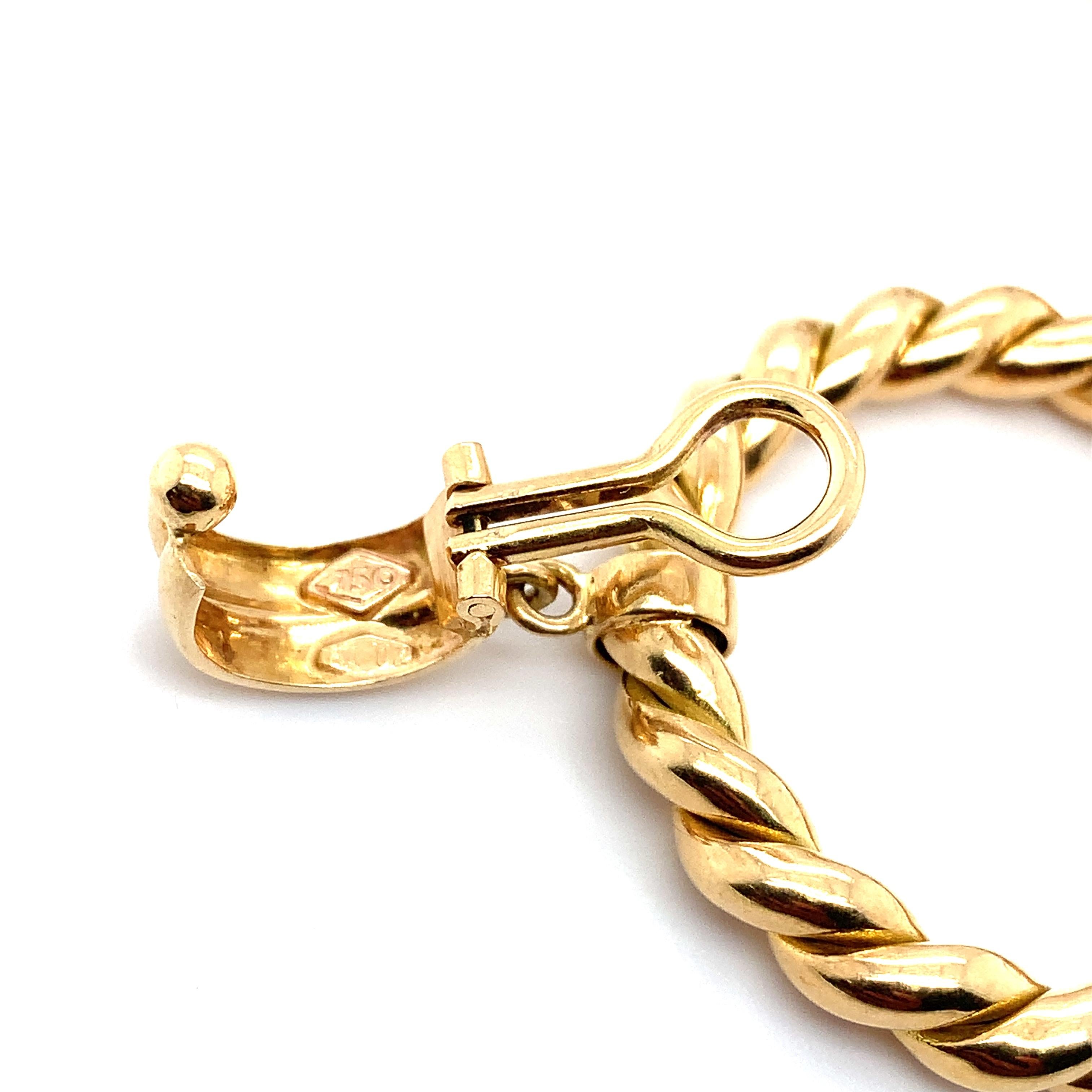 Orecchini a goccia in stile Art déco italiano con clip in oro giallo 18 carati in vendita 1