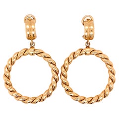 Art deco Italian drop earrings clip on 18k yellow gold