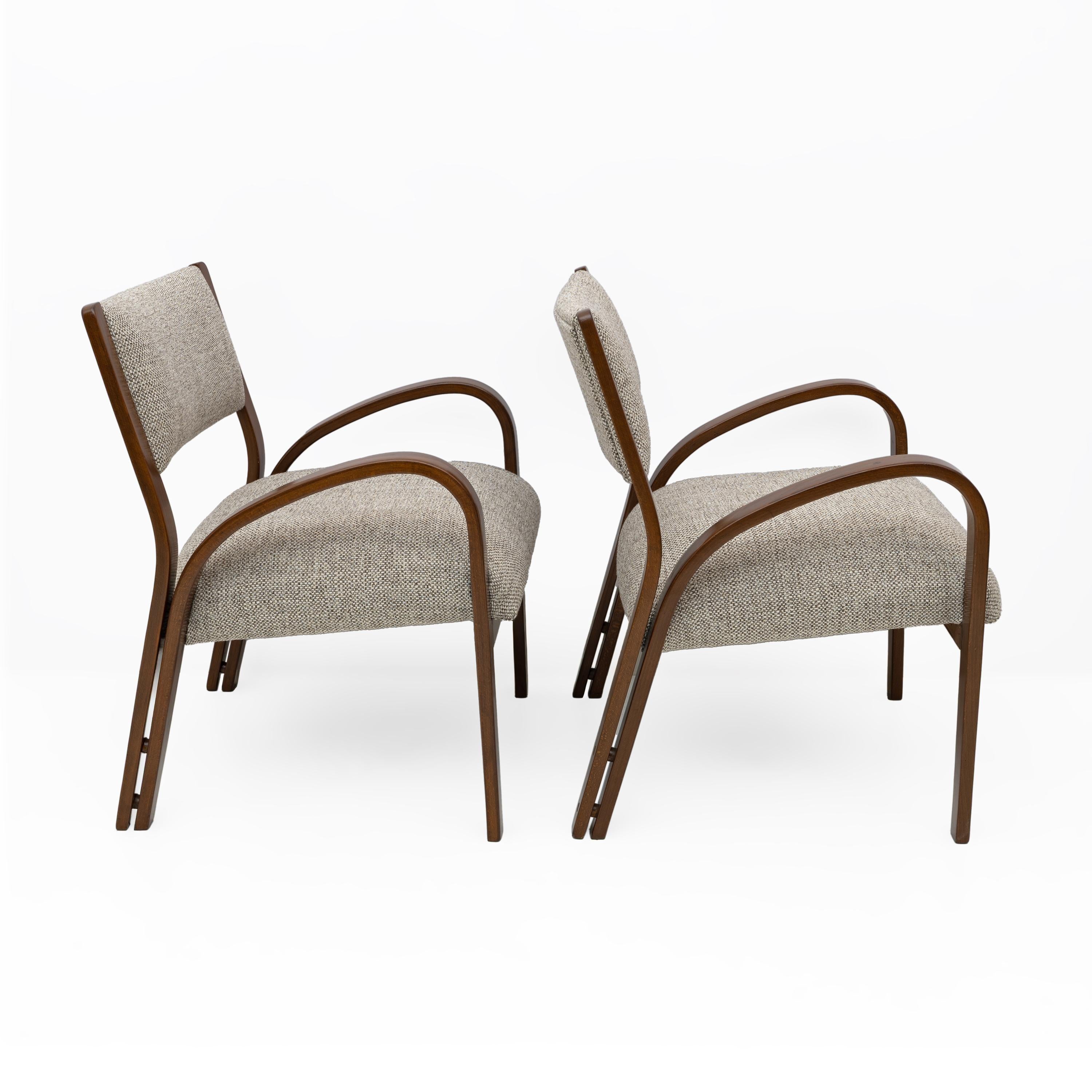 Milieu du XXe siècle Art Dèco Italien Tissu Deux Fauteuils et Petit Canapé, années 1930 en vente