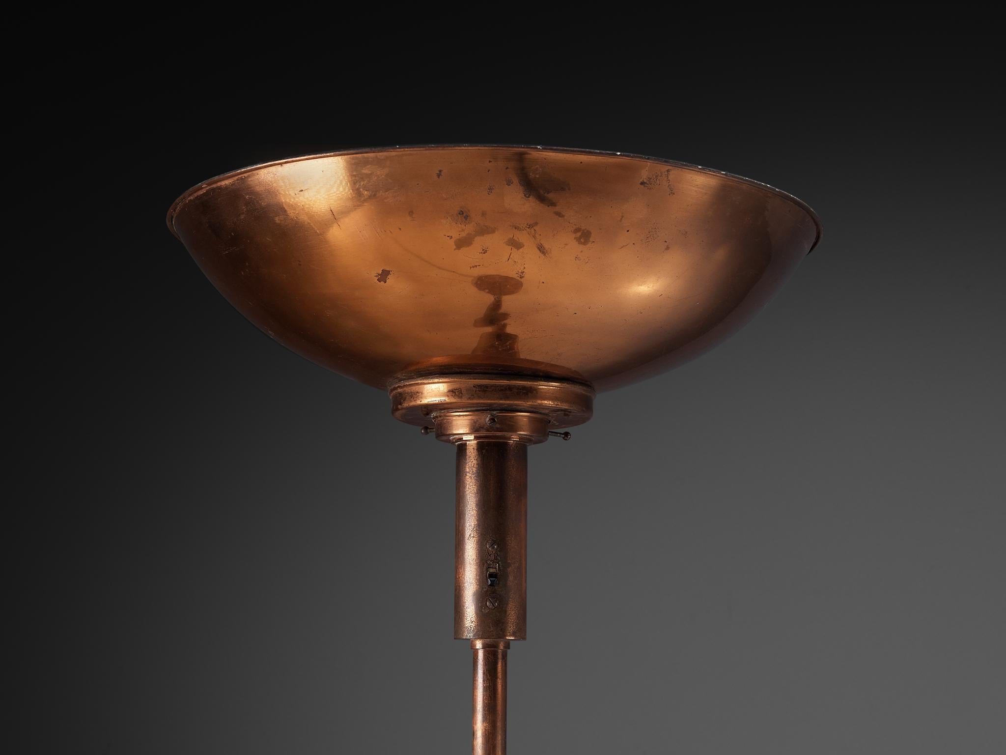 Art déco Art Deco Italian Floor Lamp in Copper en vente
