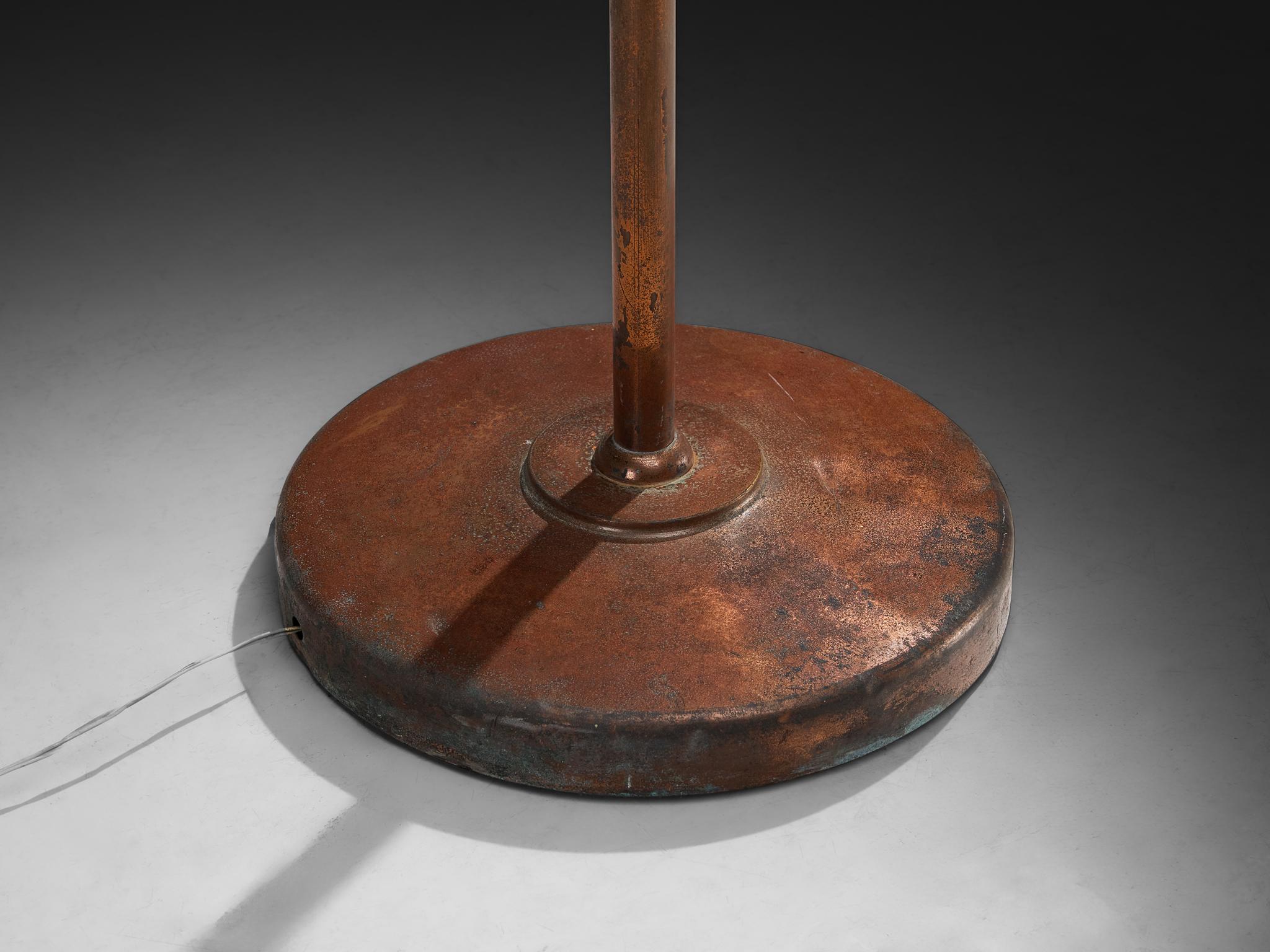 Cuivre Art Deco Italian Floor Lamp in Copper en vente