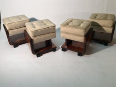 Art Deco Italienisch Vier Hocker Neu Gepolstert Samt Stoff