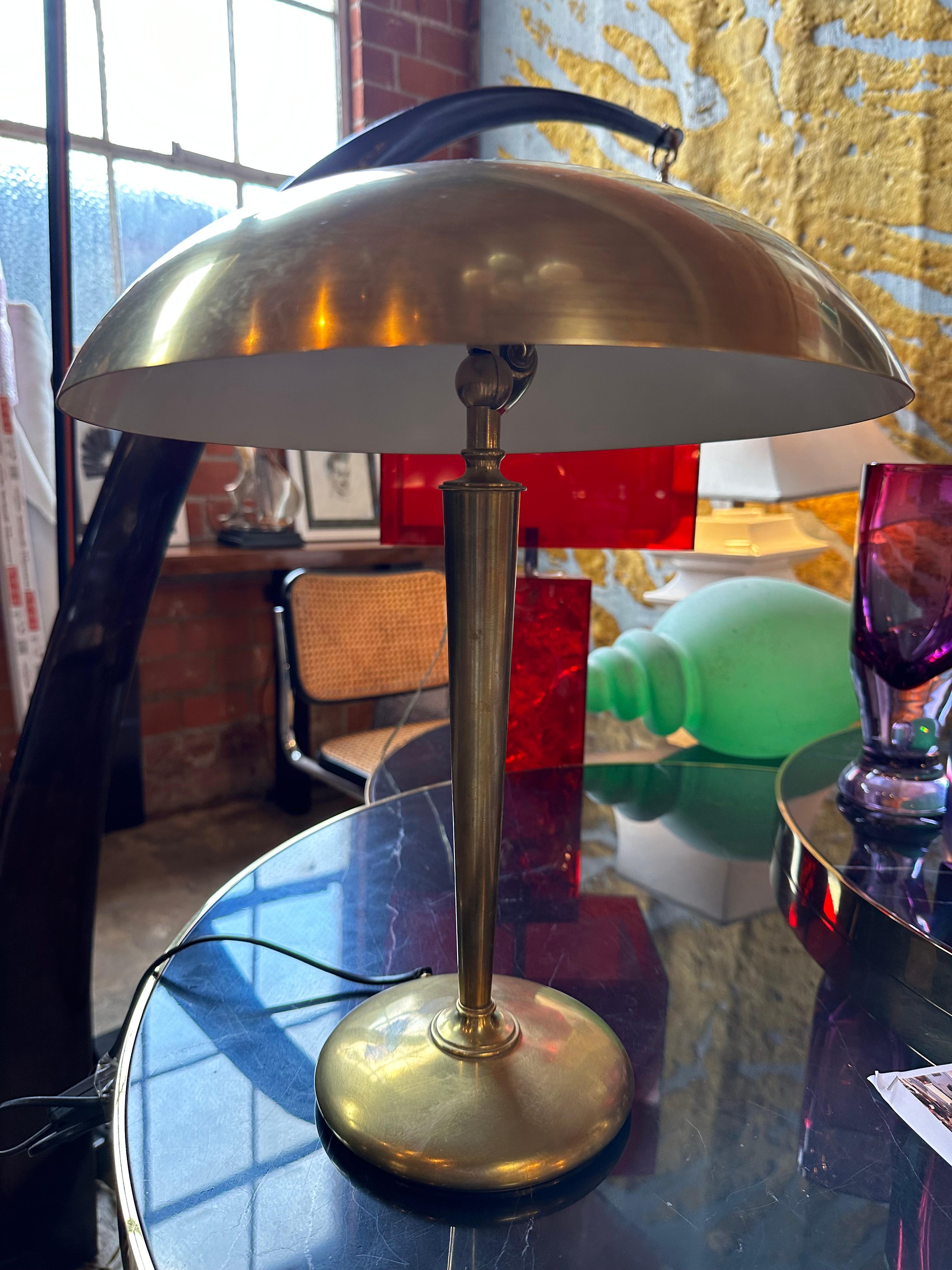 Art Deco Italian Fully Brass Lamp, 1960s In Good Condition For Sale In Los Angeles, CA