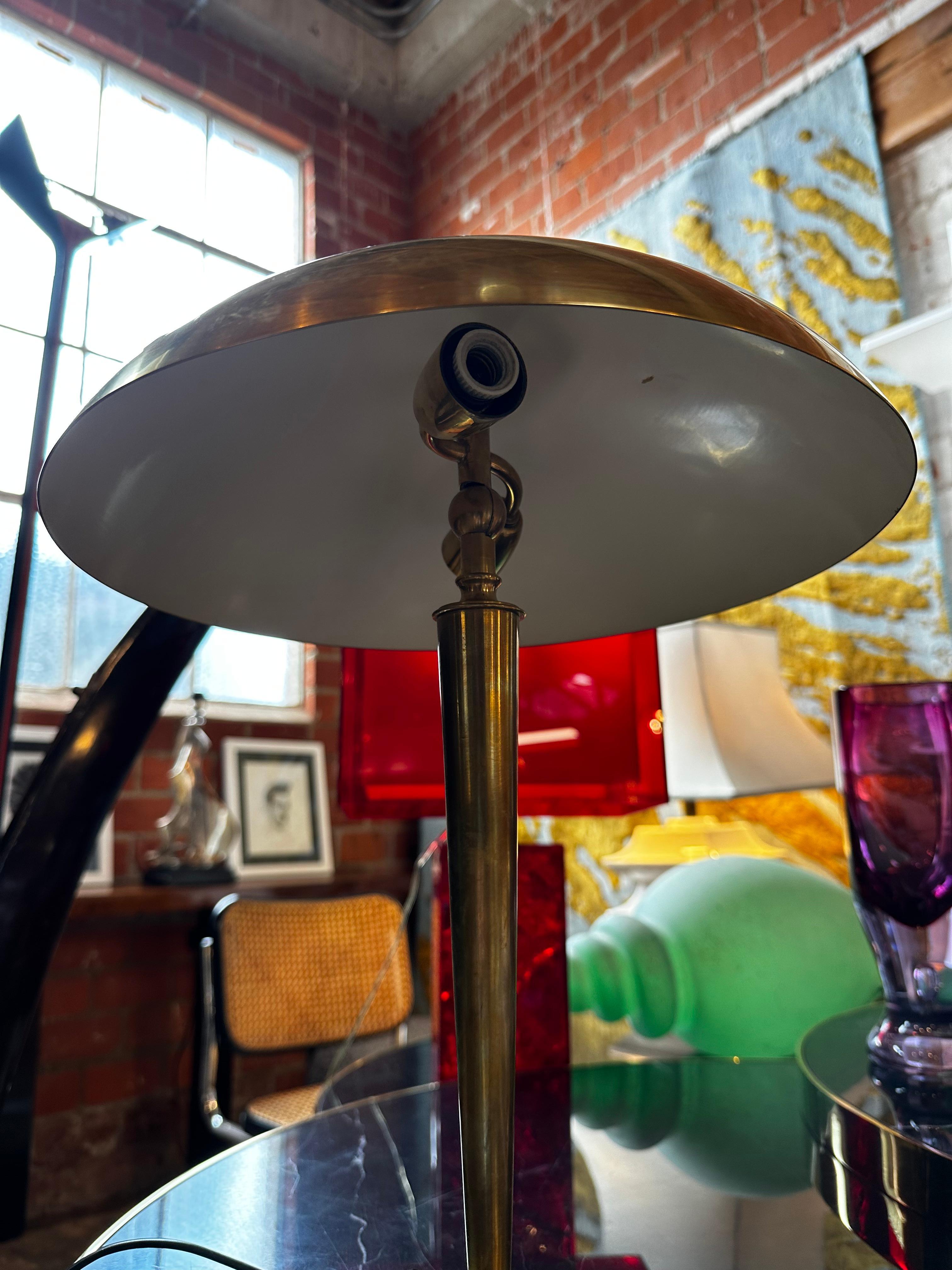 Mid-20th Century Art Deco Italian Fully Brass Lamp, 1960s For Sale