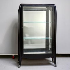 Art Deco Italian Glazed Cabinet with Glass Shelves