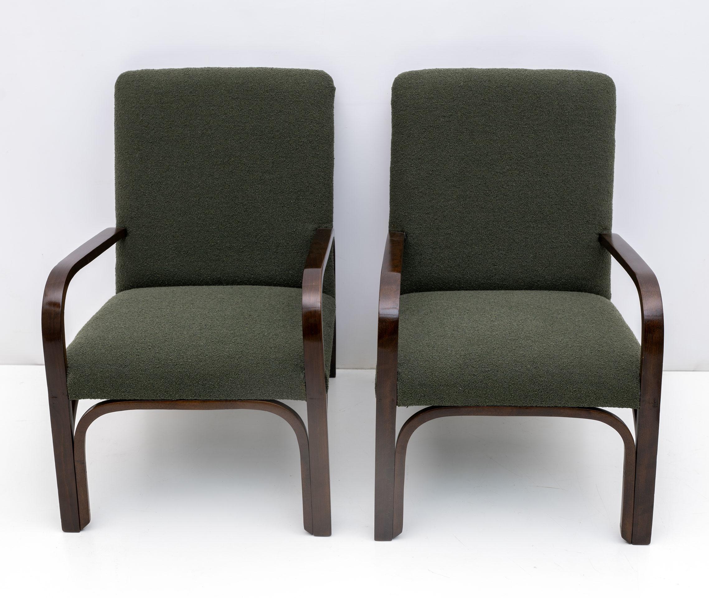Art Dèco Italienisch Grün Bouclè Zwei Sessel und kleines Sofa, 1930er Jahre im Angebot 4