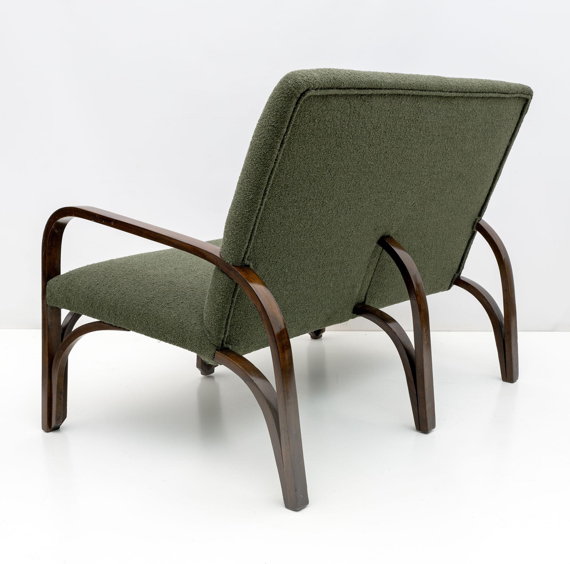 The Art Dèco Italian Green Bouclè Deux fauteuils et petit canapé, années 1930 en vente 8