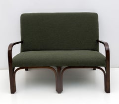 Art Dèco Italian Green Bouclè Two Armchairs and Small Sofa, 1930s