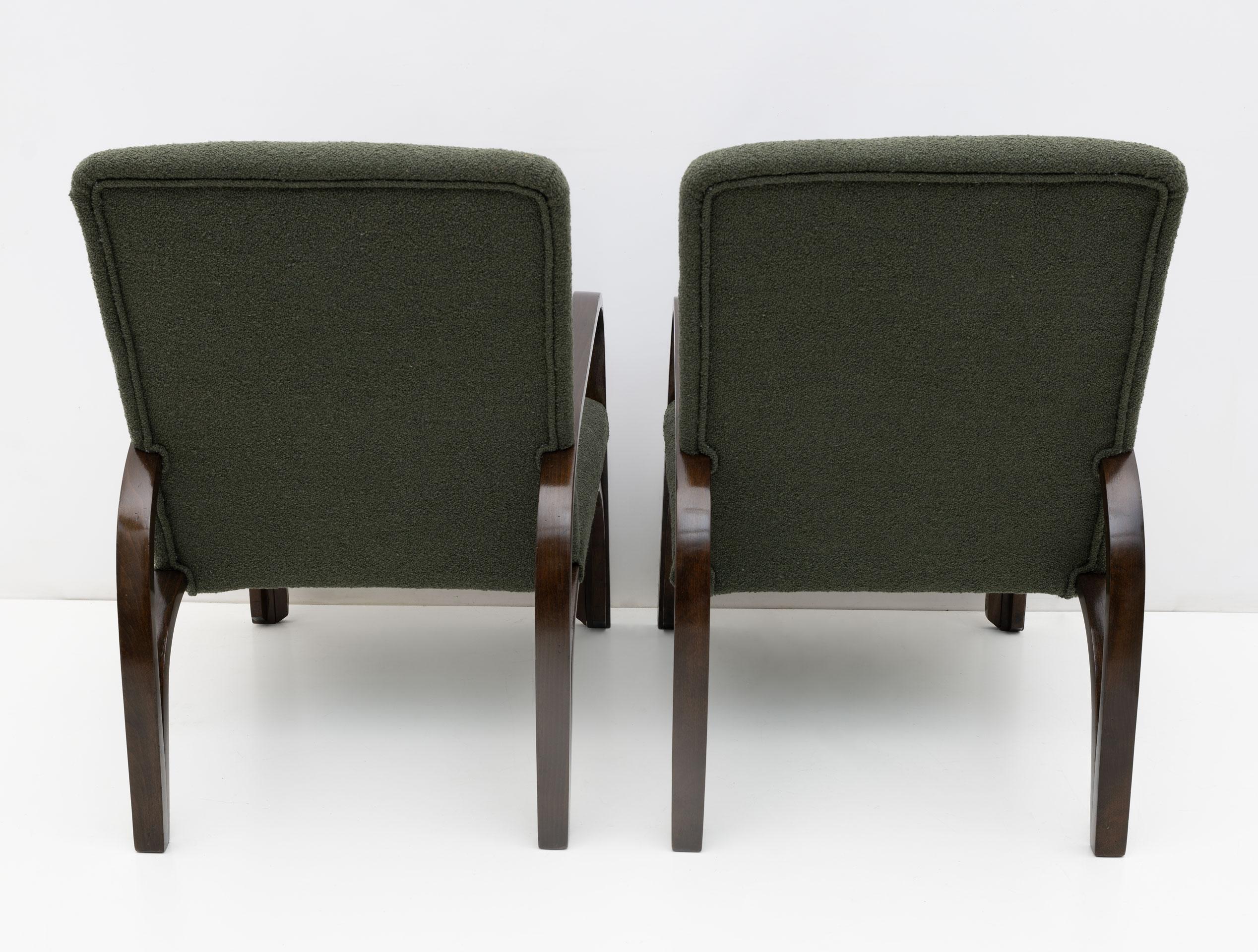 Art Dèco Italienisch Grün Bouclè Zwei Sessel und kleines Sofa, 1930er Jahre im Angebot 2
