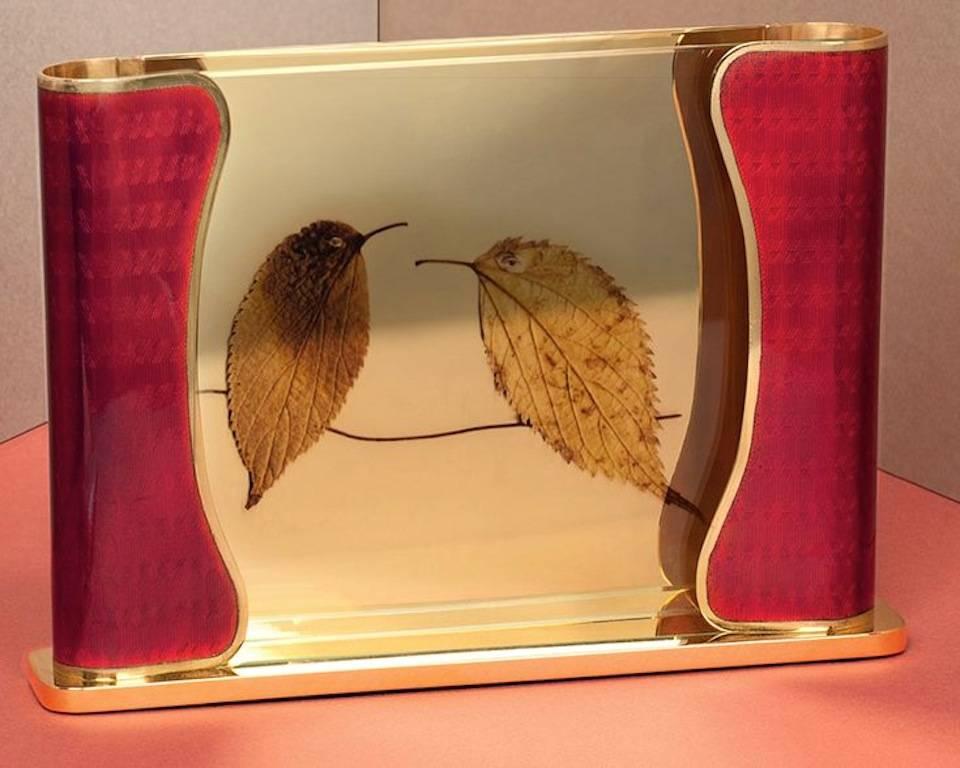 Contemporary Italian Handcrafted Photo Frame with Ruby Enamels, Generosity Ruby For Sale