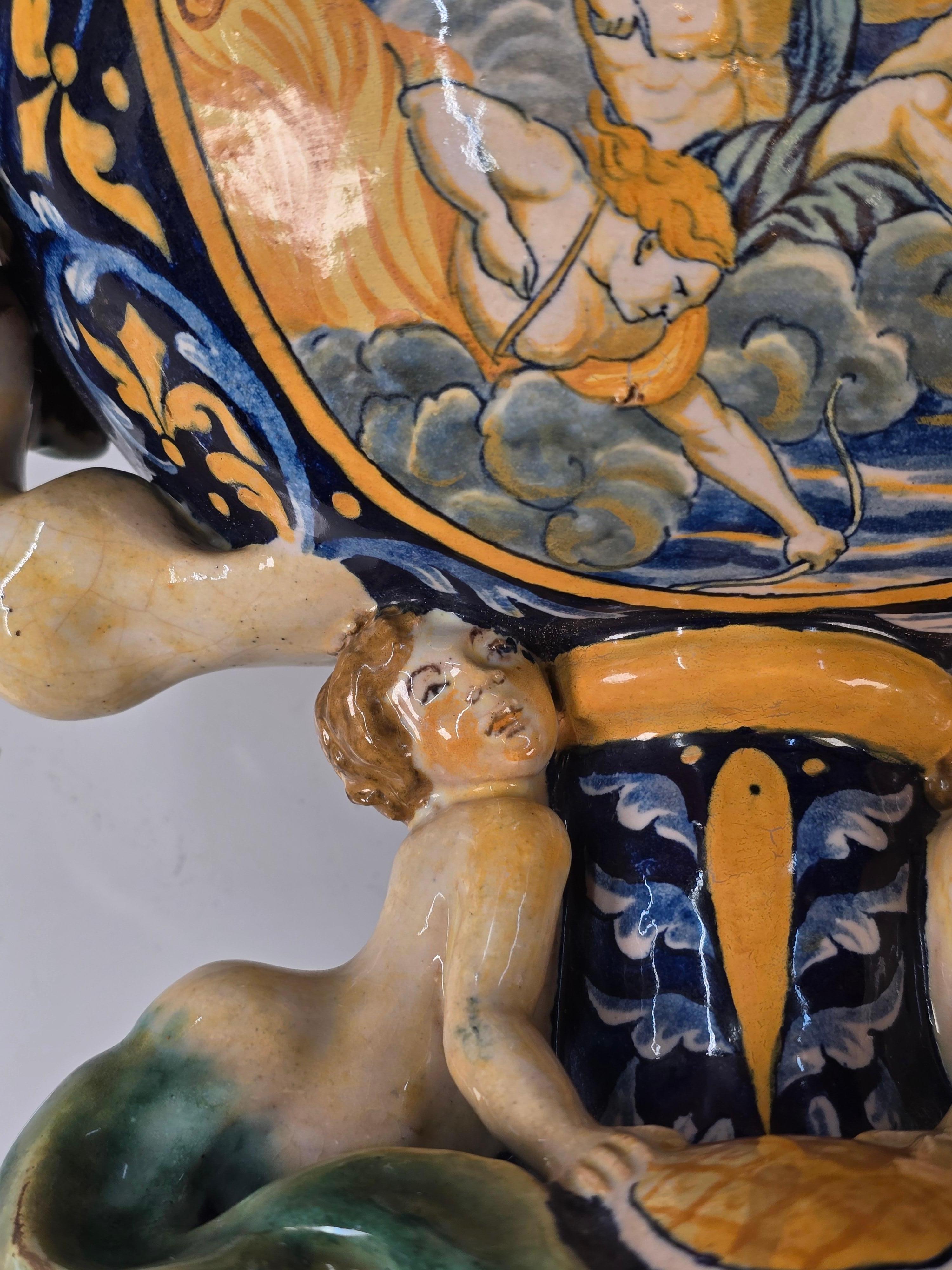 Centre de table italien en majolique Art déco en vente 4