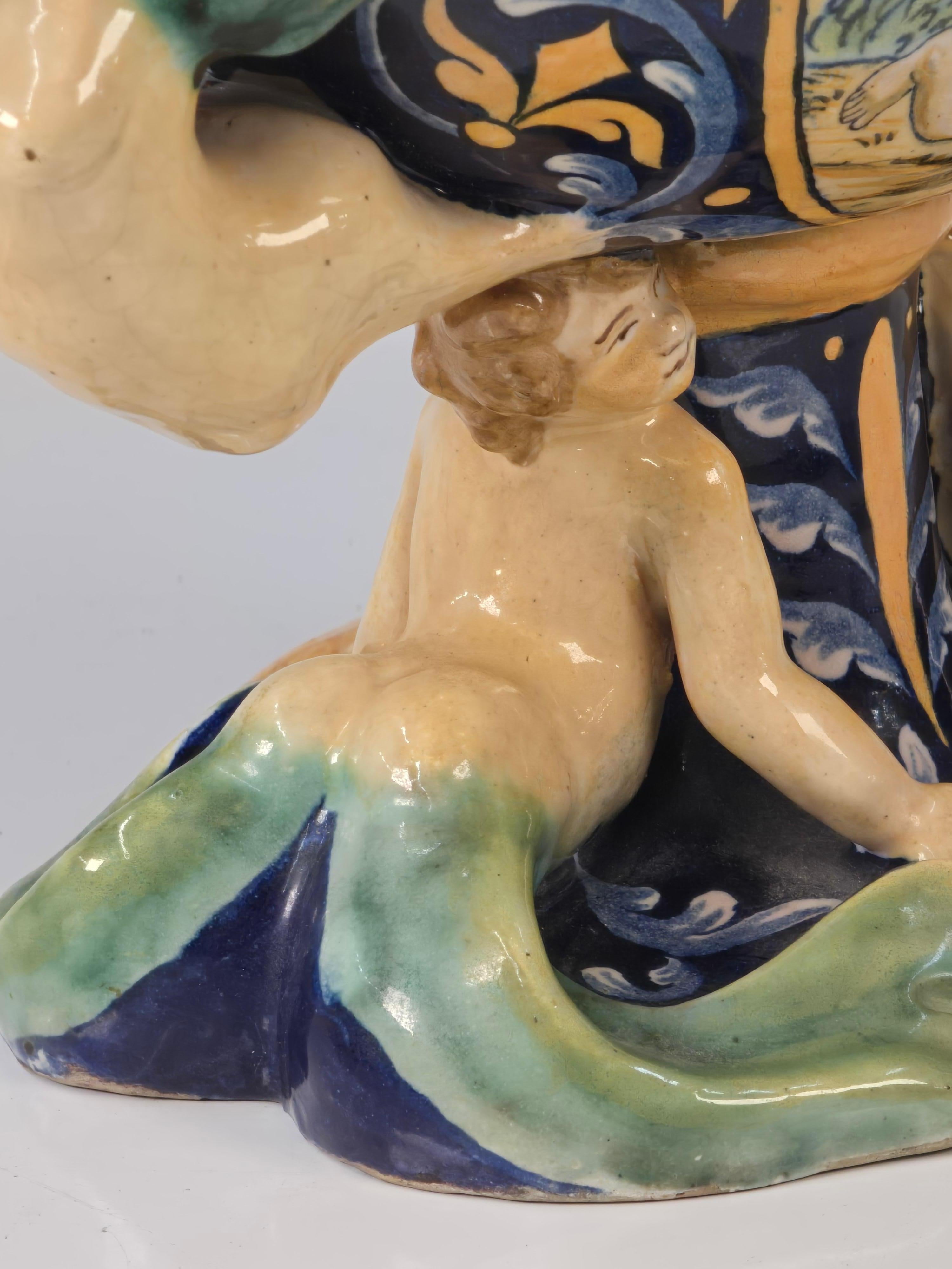 Centre de table italien en majolique Art déco en vente 1