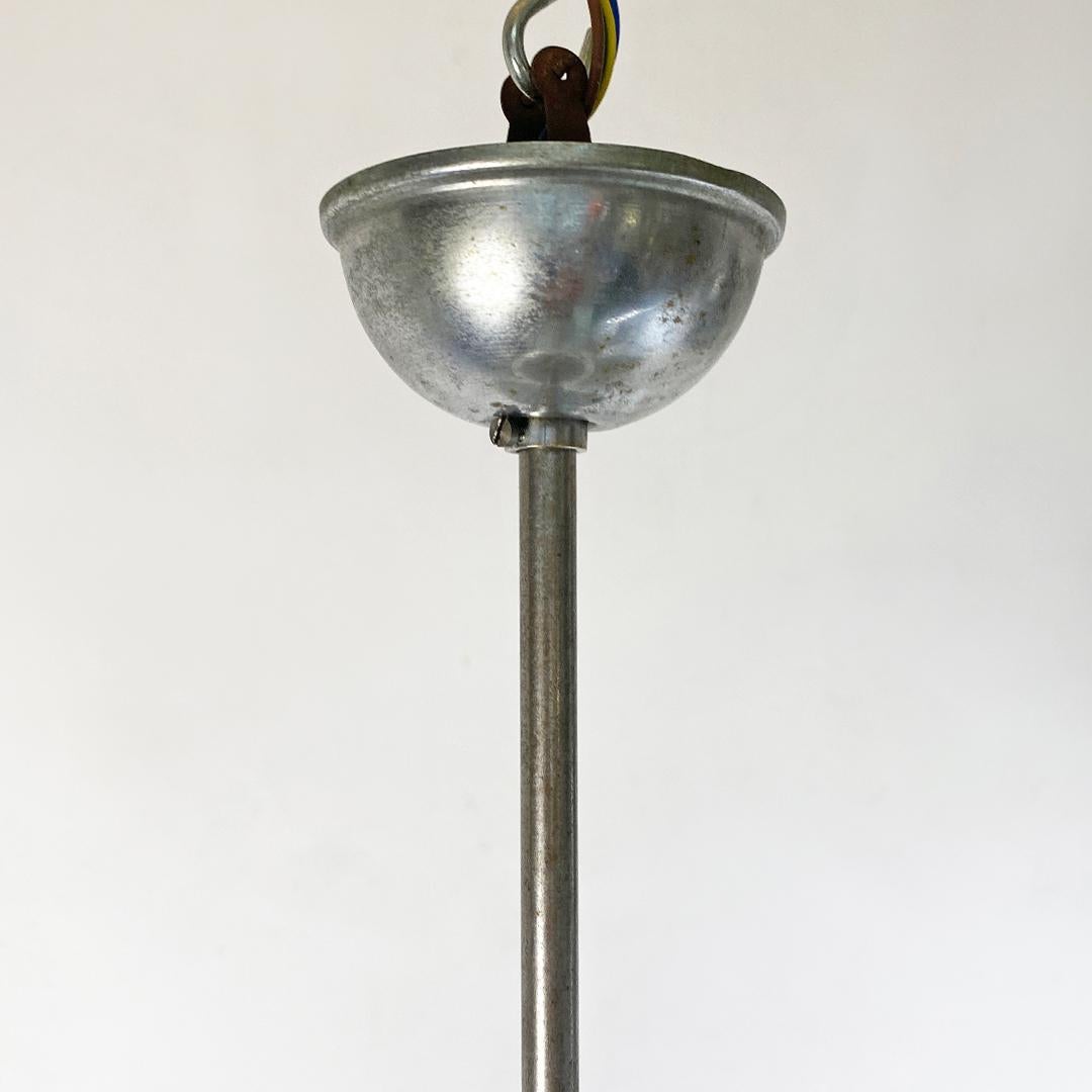 Lustre italien Art Déco en verre en maille avec tige en métal, années 1930 en vente 3