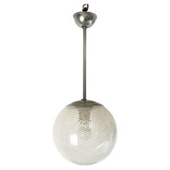 Art Deco Italian Mesh Glass Chandelier with Metal Stem, 1930s