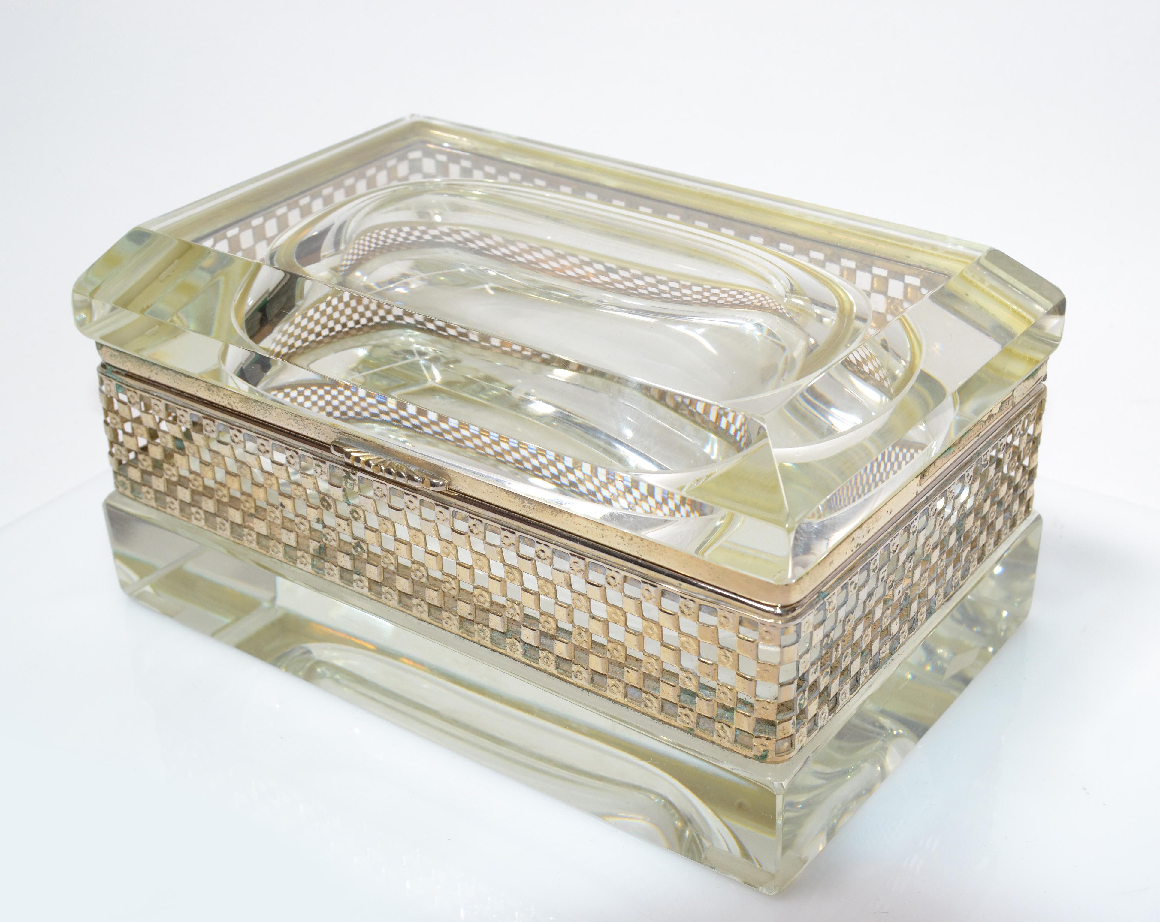 Art Deco Italian Murano Glass & 24k Gold Plate Jewelry Case Mandruzzato Style  For Sale 3