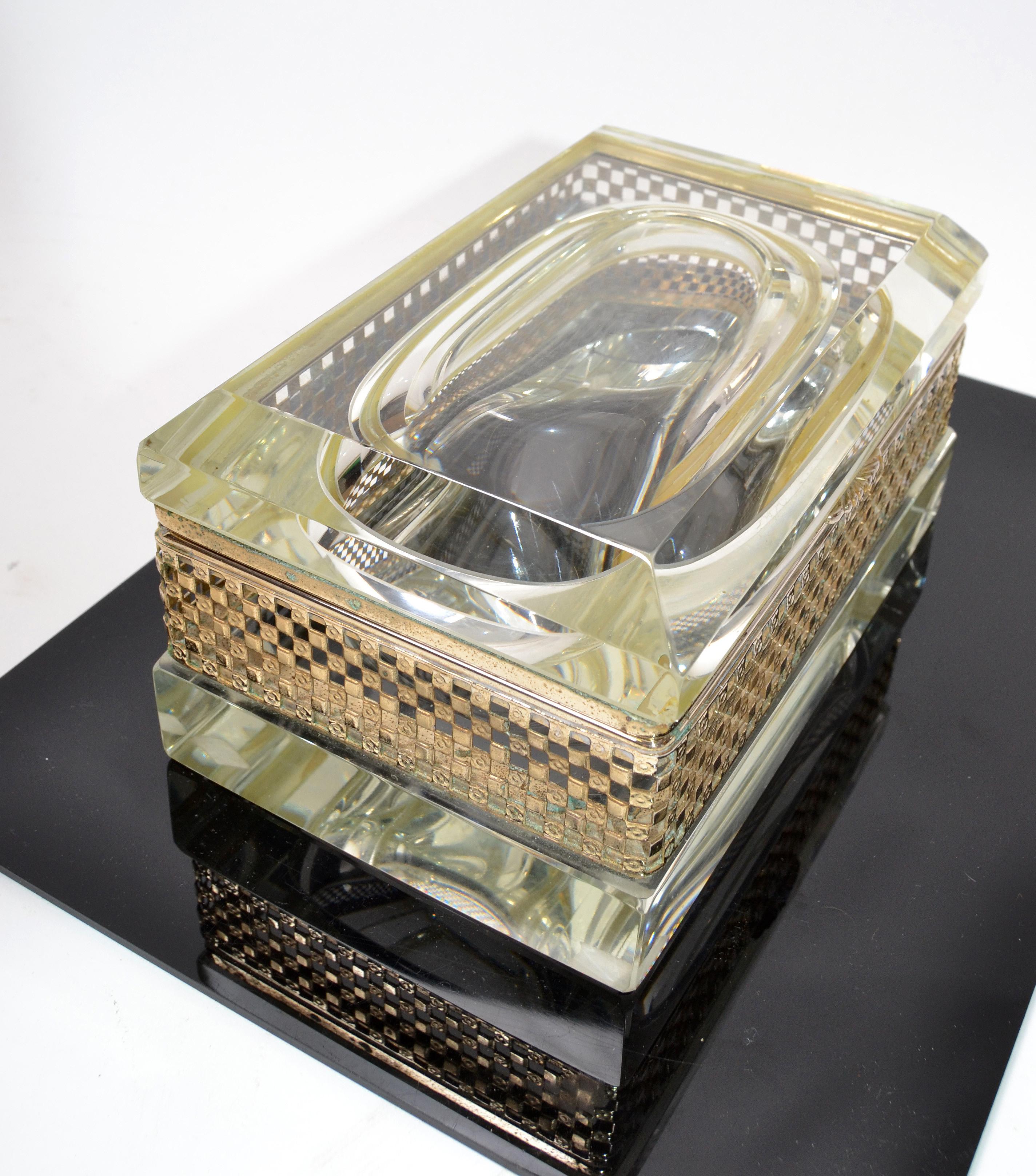 Art Deco Italian Murano Glass & 24k Gold Plate Jewelry Case Mandruzzato Style  For Sale 6