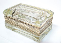 Art Deco Italian Murano Glass & 24k Gold Plate Jewelry Case Mandruzzato Style