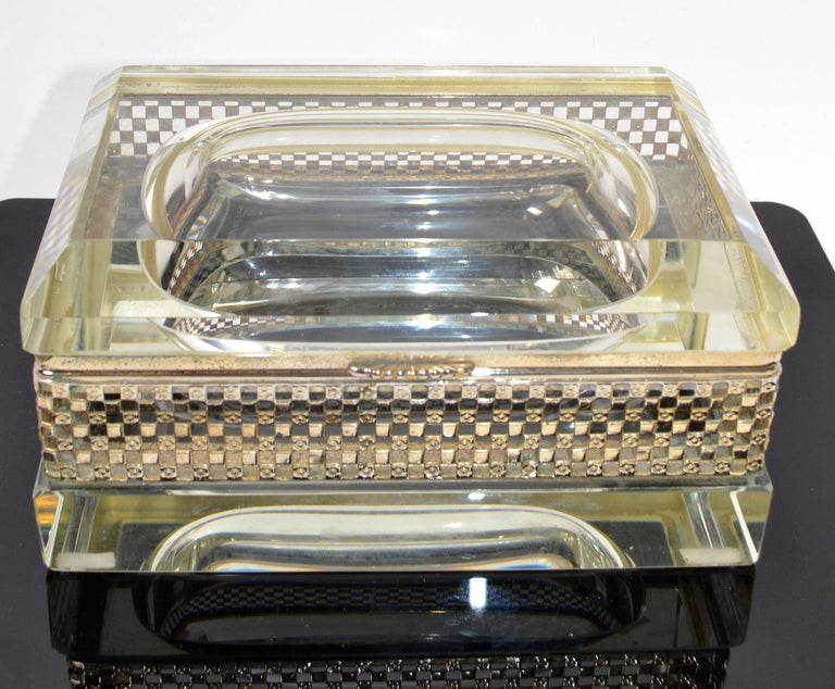 Art Deco Italian Murano Glass & 24k Gold Plate Jewelry Case Mandruzzato Style  In Good Condition For Sale In Miami, FL