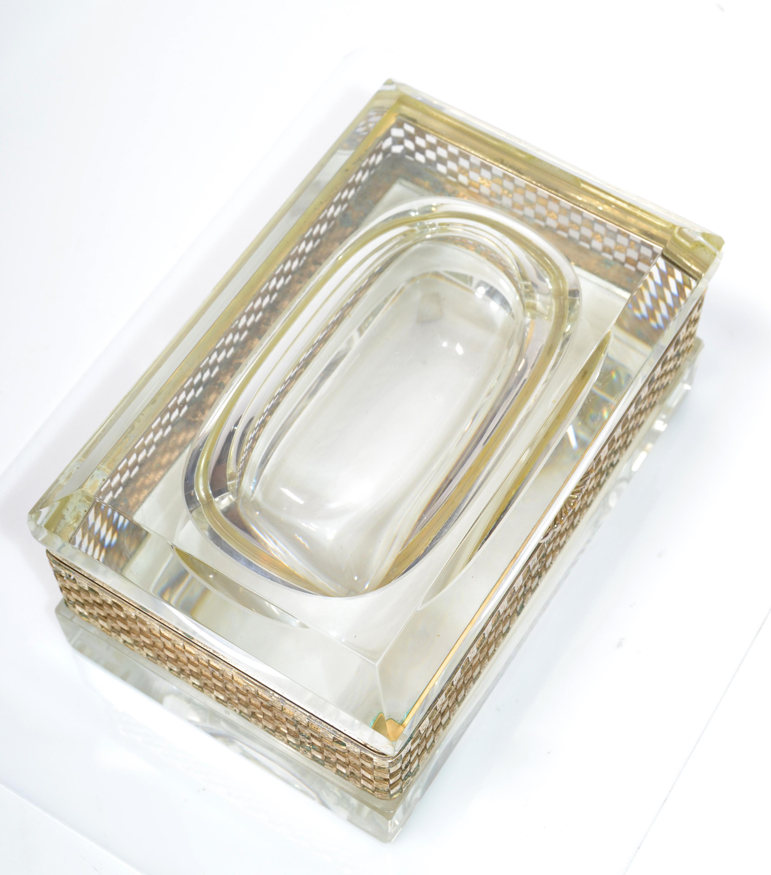 Art Deco Italian Murano Glass & 24k Gold Plate Jewelry Case Mandruzzato Style  In Good Condition For Sale In Miami, FL