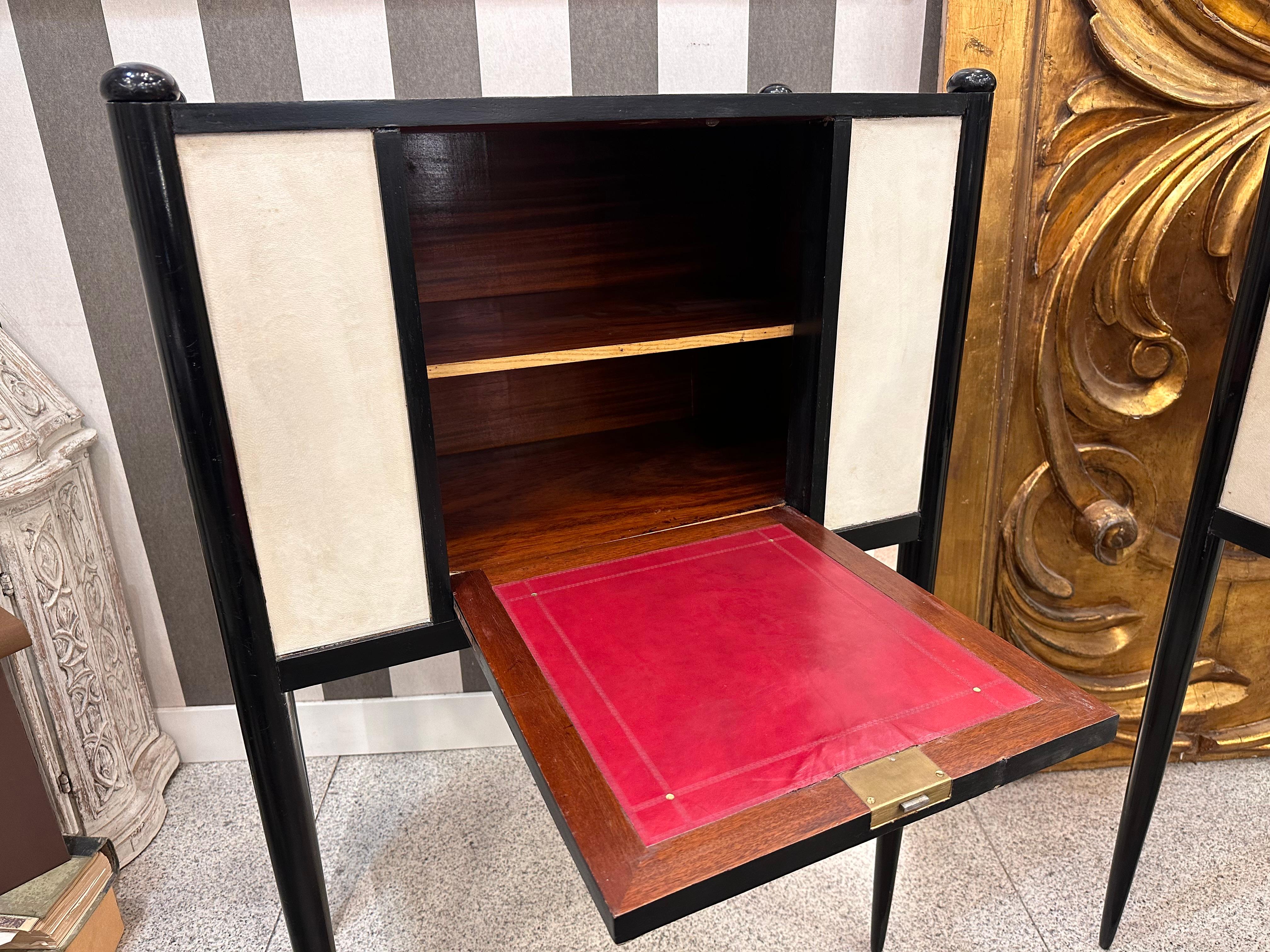Art Deco Italian Paolo Buffa  black and white couple of Cabinets Secretaries 11