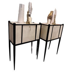 Art Deco Italian Paolo Buffa  black and white couple of Cabinets Secretaries