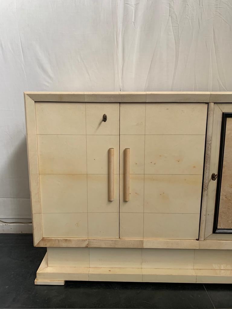Mid-20th Century Art Deco Italian Parchment Sideboard, 1930s For Sale