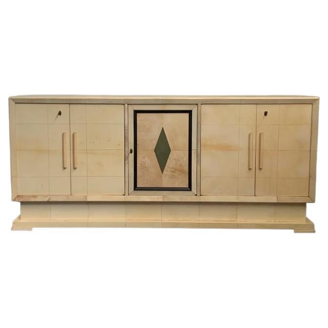 Art Deco Italian Parchment Sideboard, 1930s For Sale