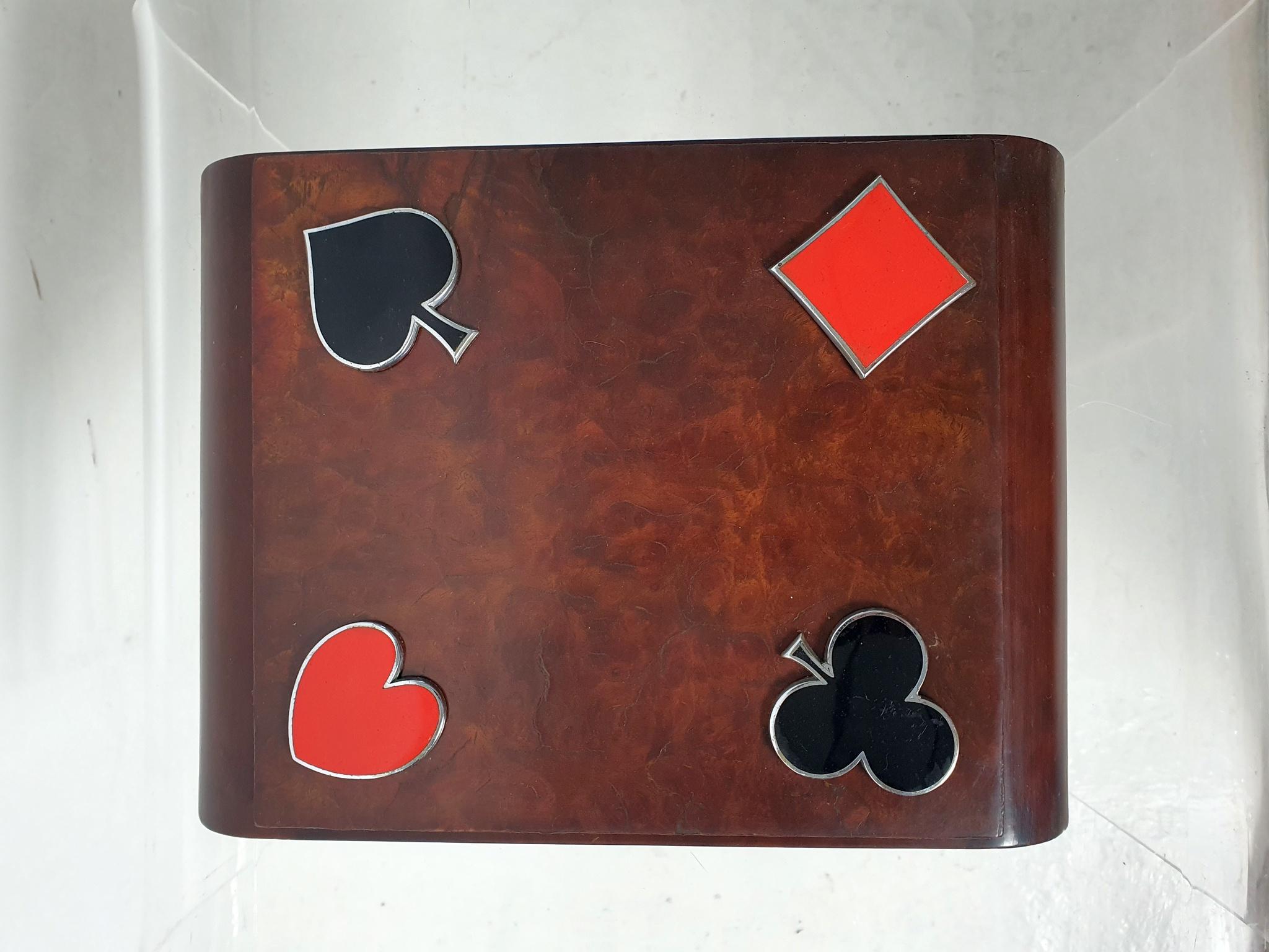 Enamel Art Deco Italian Playing Card Box For Sale