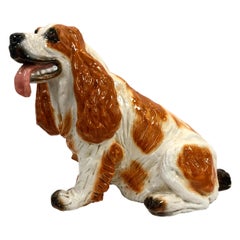  Art Deco Italian Porcelain Dog Sculpture, circa 1930