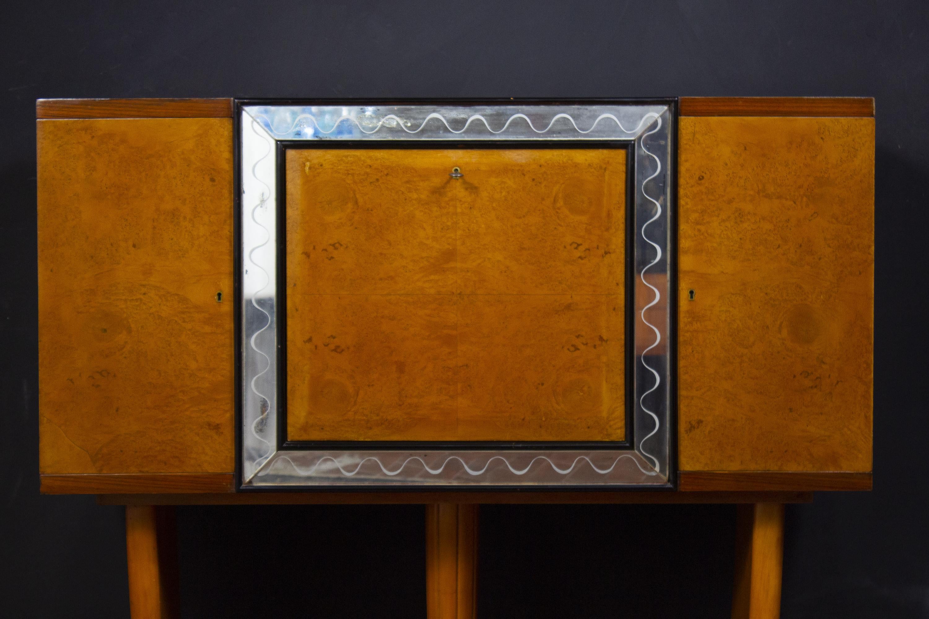 Art Deco Italian Rare Bar Cabinet Attributed to Osvaldo Borsani 5