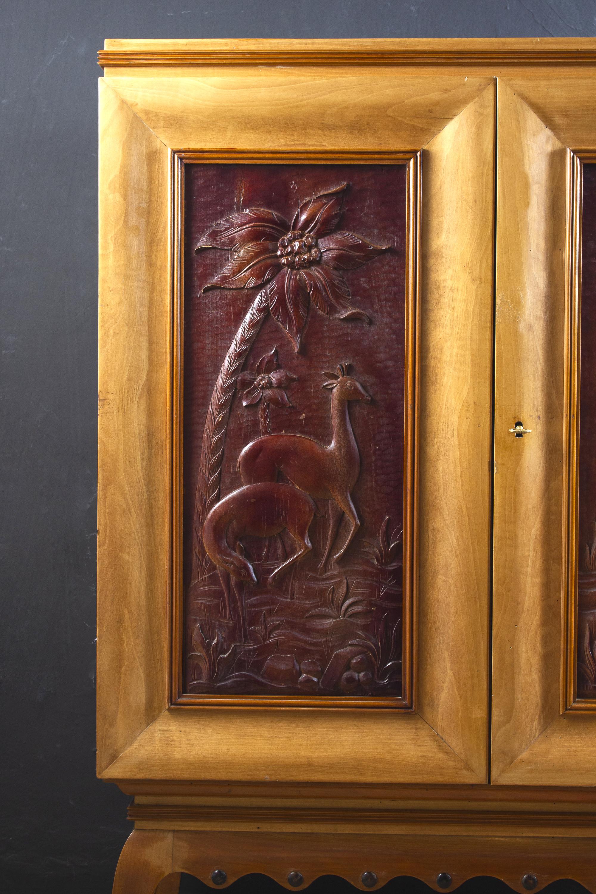 Wood Art Deco Italian Rare Bar Cabinet Attributed to Pierluigi Colli