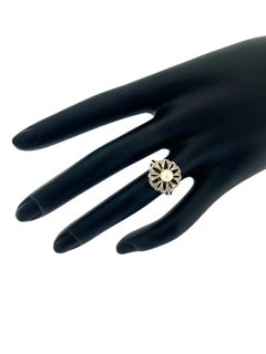 Art Deco Italian Ring Platinum and Gold with Pearl and Diamonds