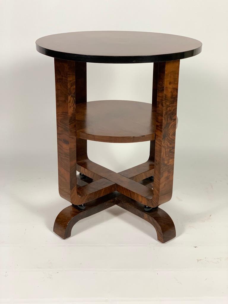 Art Deco Italian Round Side Table Double Shelve In Good Condition In Firenze, Toscana