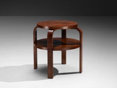 Art Deco Italian Round Side Table in Walnut