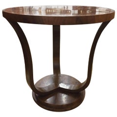 Art Deco Italian Round Walnut Side Table circa 1930