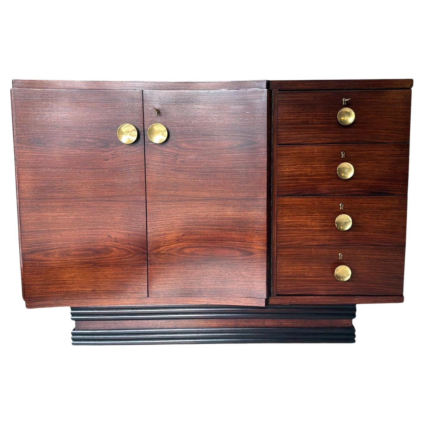 Art Deco Italian Sapele Wood Sideboard For Sale