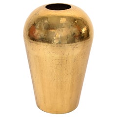 Art Deco Italian Style Large Urn Cone Shape Hand-Hammered Brass Vase Vessel 1970