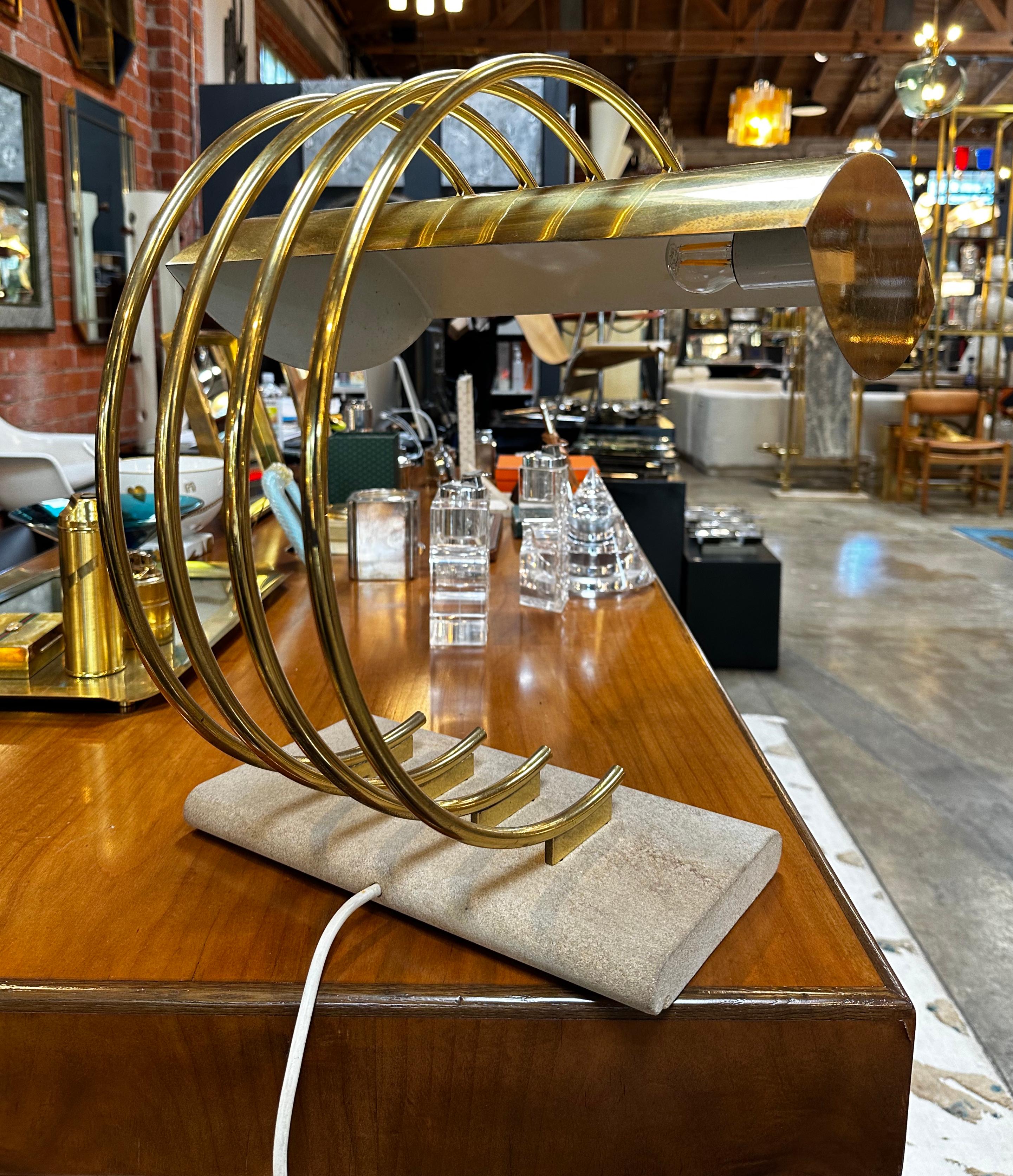 Brass Art Deco Italian Table Lamp 1960s