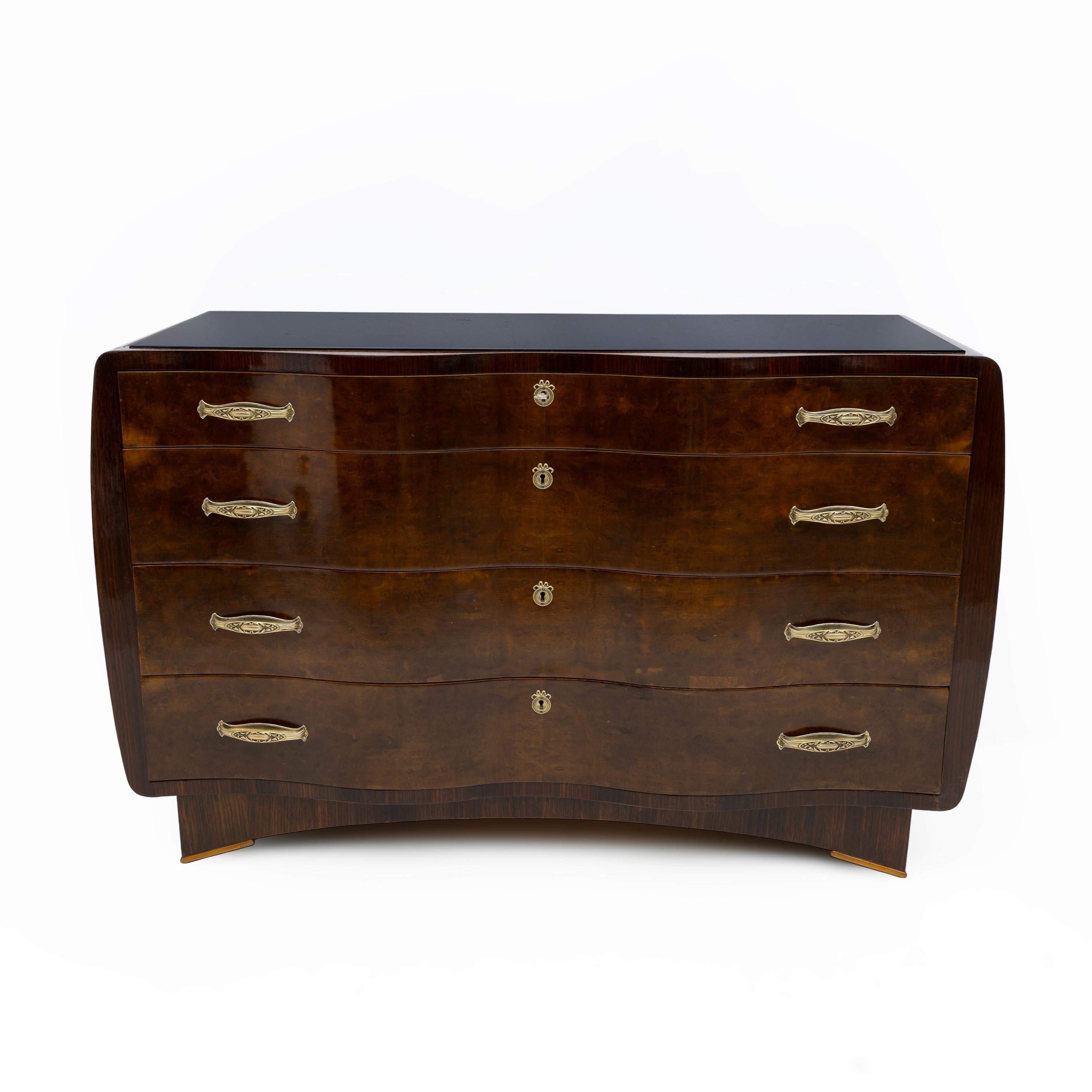 Mid-20th Century Art Deco Italian Thuja Root Curved Chest of Drawers, 1930s For Sale