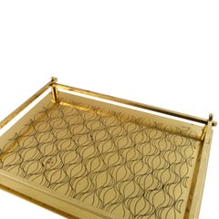 Art Deco 1940s Italian Tray Table, Golden Metal Decorated with Geometric Shapes